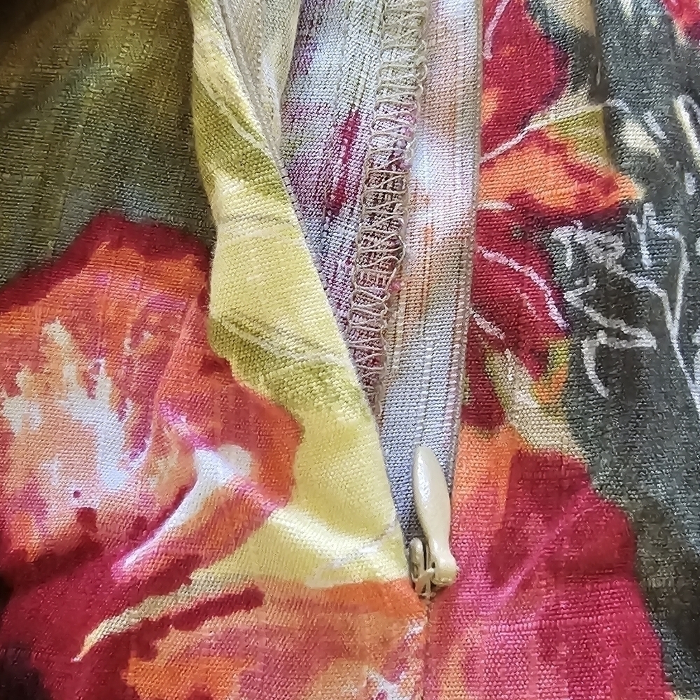 Vintage Koret Green Yellow Pink Floral Print Rayon Half Circle Maxi Skirt Sz 16 - Picture 5 of 11